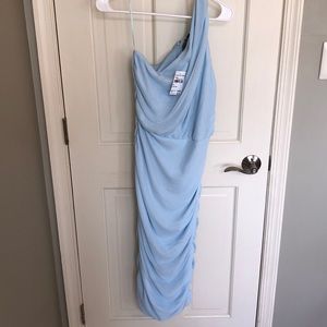 BABY BLUE ONE SHOULDER DRESS